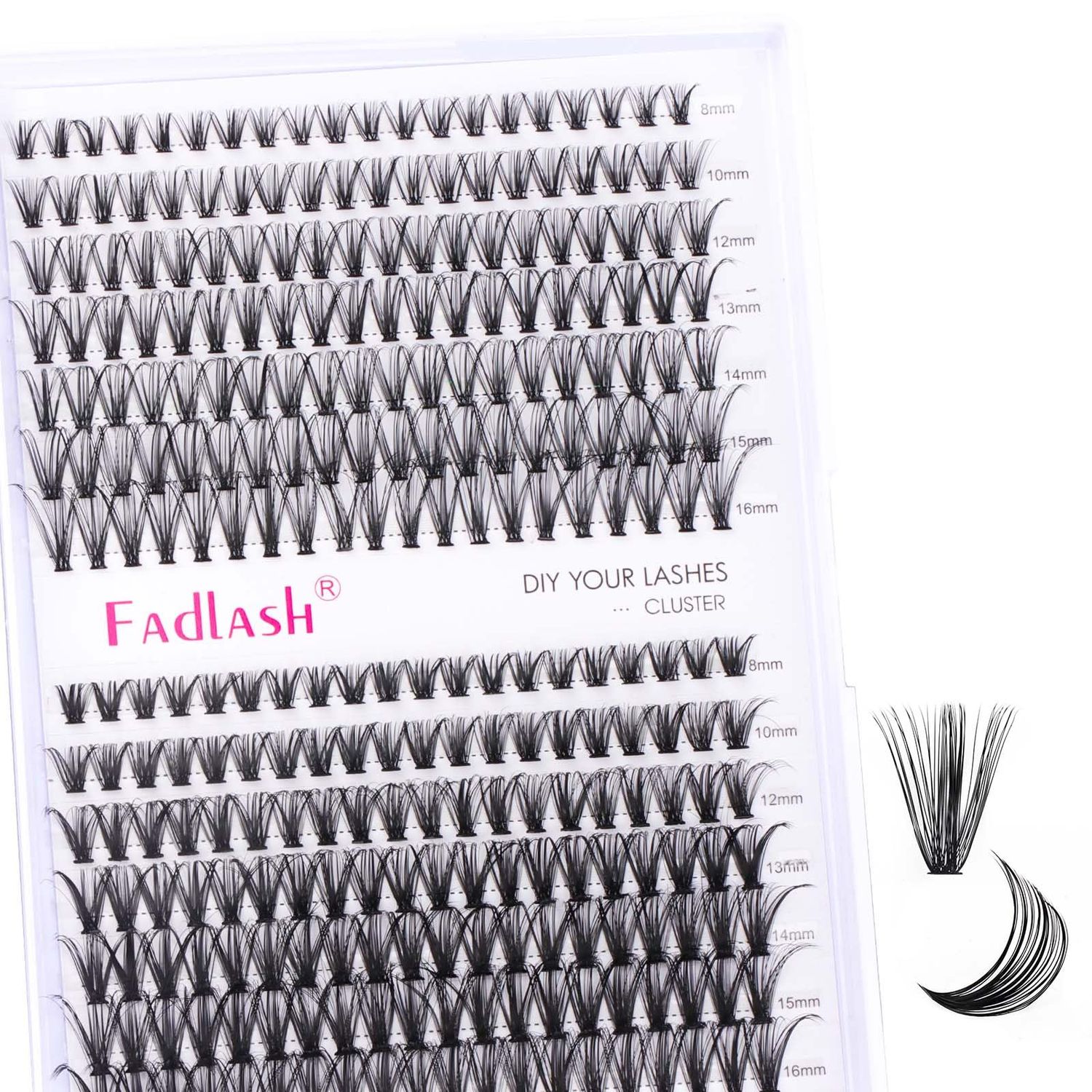 FADLASH Cluster Lashes Fluffy 8-16mm Lash Clusters Volume Lash Extension 280Pcs DIY Lash Clusters D Curl Individual Lashes (30D40D-0.07-D,8-16mm)