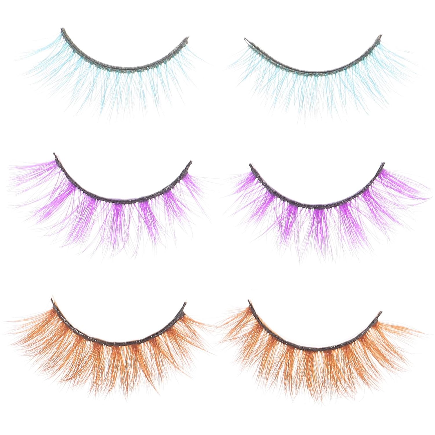 Minkissy 3 Pairs of Multi-Color Fake Eyelash 3D Art Eyelashes Dense Makeup Eyelash Extension Eyelashes CS-001