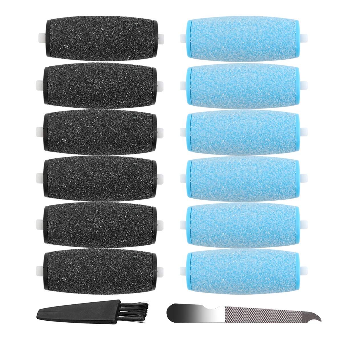 12 Pack Replacement Rollers for Amope Pedi Refills Electronic Perfect Foot File-(6 Extra Coarse&amp; 6 Regular Coarse)