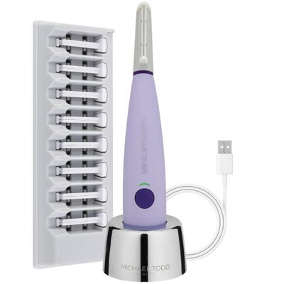 Michael Todd Beauty - Sonicsmooth - SONIC Technology Dermaplaning Tool - 2 in 1 Womens Facial Exfoliation &amp; Peach Fuzz Hair Removal System with 8 Weeks of Safety Edges