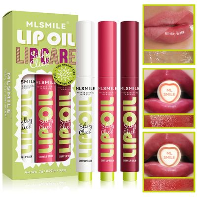 3 Colors Press Lipstick Lip Oil Slick Click,Korean Shining Hydrating Jelly Solid Lip Gloss,Mirror Glass Lip Glaze Moisturizing Lipstick Solid Water Gloss Lip Tint,Vivid Color Glossy Lip Makeup(set A)