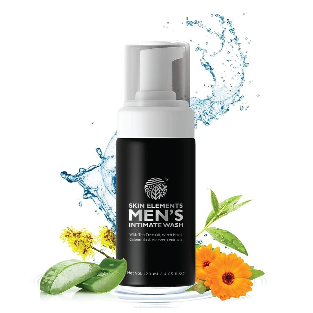 Skin Elements Intimate Wash for Men with Tea Tree Oil | pH Balanced Foaming Hygiene Wash | Prevents Itching, Irritation &amp; Bad Odor | 4.05 fl. oz.