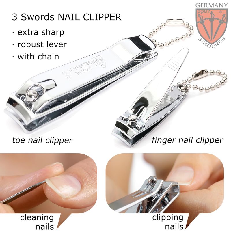 3 Swords Germany - Brand Quality 4 Piece Manicure Pedicure Grooming kit Set for Professional Finger &amp; Toe Nail Care Tweezers File Clipper Fashion Leather case in Gift Box, Made by 3 Swords (77211)
