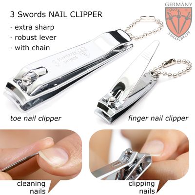 3 Swords Germany - Brand Quality 4 Piece Manicure Pedicure Grooming kit Set for Professional Finger & Toe Nail Care Tweezers File Clipper Fashion Leather case in Gift Box, Made by 3 Swords (77211)