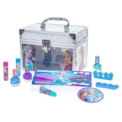 Disney Frozen Train Case Girls Beauty Set, Kids Makeup Kit for Girls, Real Washable Toy Makeup Set, Frozen Gift, Play Makeup, Pretend Play, Party Favor, Birthday, Toys Ages 3 4 5 6 7 8 9 10 11 12