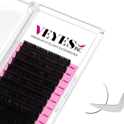 VEYES INC Classic Volume Lash Extensions 0.03-0.20 JBLCCCDDD Curl 5-25mm Mixed &amp; Single Length Tray, Premium Silk Eyelashes, Professional Supplies for Lash Techs(Matte Black 0.15 D 8-16mm)