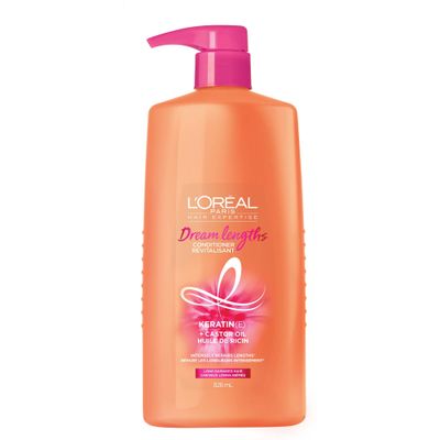 LOral Paris Elvive Dream Lengths Super Detangling Conditioner With Fine Castor Oil and Vitamins B3 and B5 for Long, Damaged Hair, Instantly Detangles To Reduce Breakage With System, 28 Fl Ounce