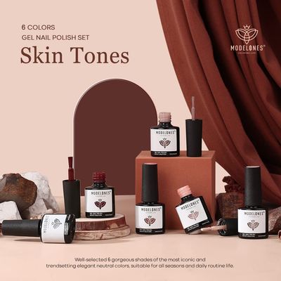 modelones Gel Nail Polish Kit -6 Colors Spring Nude Pink Gel Polish Set Skin Tones Neutral Brown Soak Off Gel Nail Kit Manicure DIY Nail Art Salon Home Gift