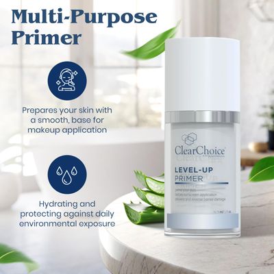 Clear Choice Level-Up Primer 1.7oz - Lightweight Face Primer with Antioxidants, Hydrates & Protects, Smooths Skin for Makeup Application, PABA-Free