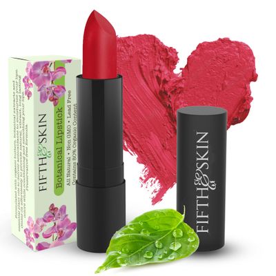 Fifth &amp; Skin BOTANICAL Lipstick (BERRY RED) | Made in USA | Vegan | Natural | Organic | Cruelty Free | Paraben Free | NO Lead | Moisturizing Color that&#39;s Good for your Lips!