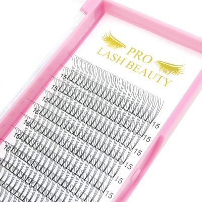 PRO LASHBEAUTY Premade Volume Fans Eyelash Extensions, 3D-C-0.07-9, Short Stem, CD Curl, 0.070.10, Vegan, Individual, False Eyelash