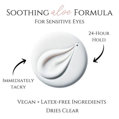 Lash Glue for Sensitive Eyes - Non-Irritating Gentle Formula - Fast Drying 24 Hour Hold - Water Resistant Dries Clear - Cluster Strip Adhesive False Eyelash Extensions - No Mess No Tears