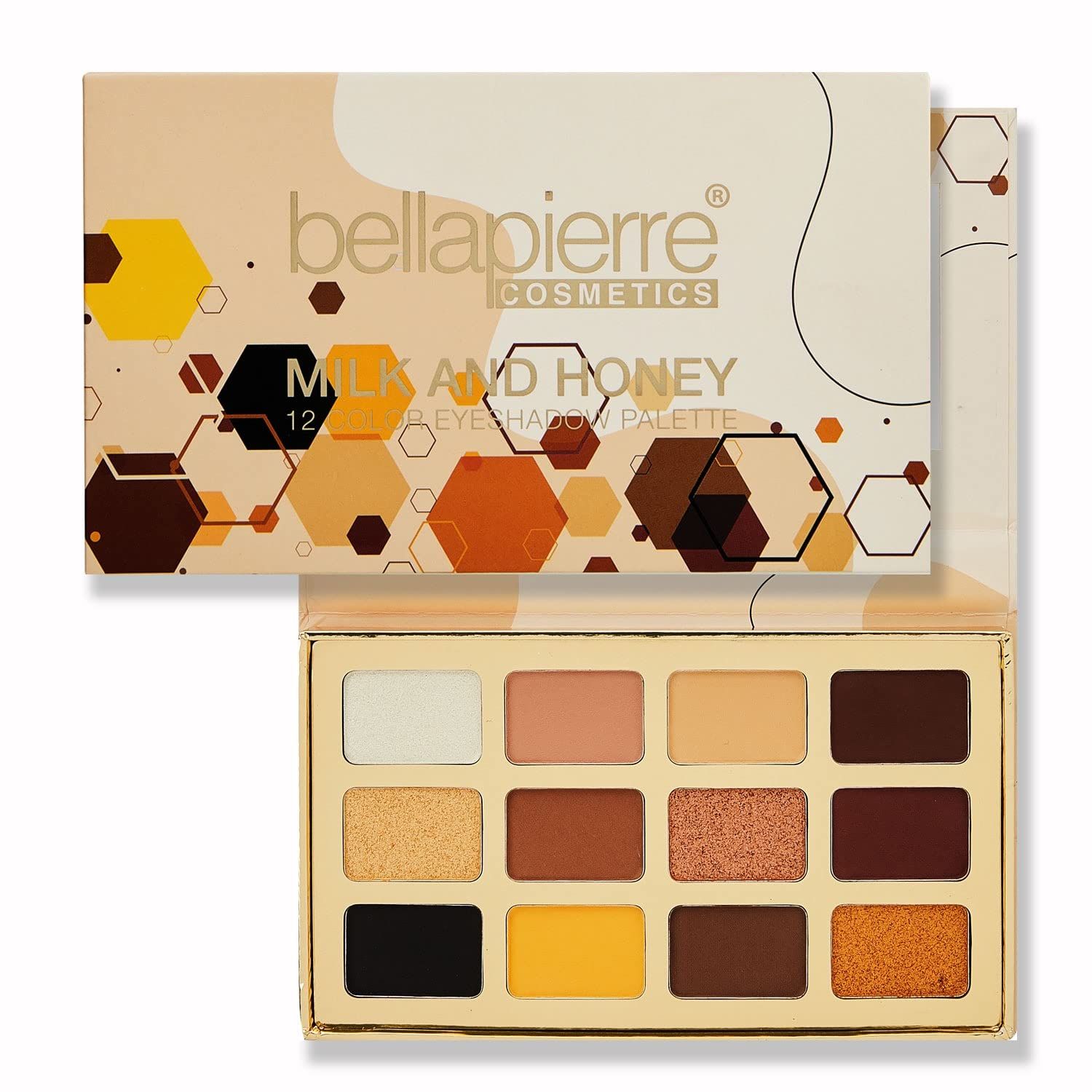 bellapierre Milk &amp; Honey Eyeshadow Palette | 12 Shades in Matte, Satin, Shimmer, &amp; Foil Finishes | Non-Toxic &amp; Paraben Free | Vegan &amp; Cruelty-Free