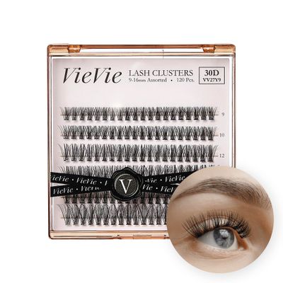 VieVie Lash Clusters 120pcs DIY Eyelash Extension Lashes, 30D 9-16mm Mix Individual Eyelashes, Natural Look DIY Lash Extension (30D)