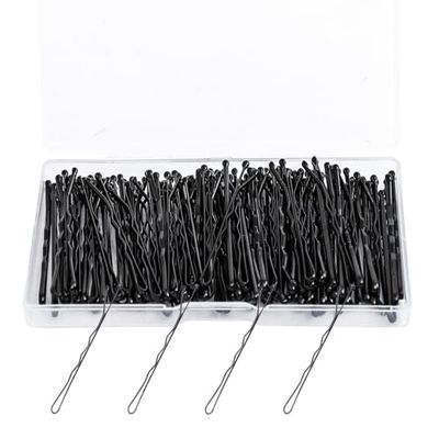 100Pcs Bobby Pins Black Hair Pins Kit for Women Girls Kids Premium Wavy Black Bobby Pins Hair Clips with Storage Box,Suitable for All Hair Types (Black, 2inch)