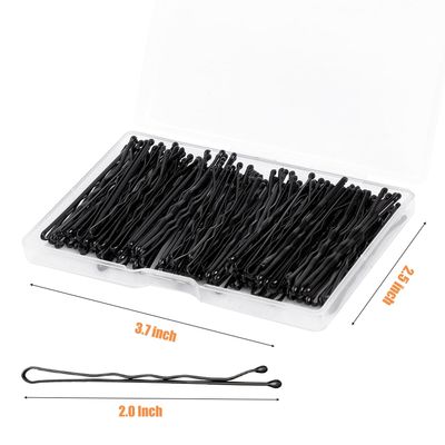 100Pcs Bobby Pins Black Hair Pins Kit for Women Girls Kids Premium Wavy Black Bobby Pins Hair Clips with Storage Box,Suitable for All Hair Types (Black, 2inch)