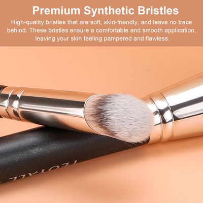 TEOYALL Under Eye Concealer Brush, Angled Contour Brush Synthetic Kabuki Brush for Concealing Blending Setting Buffing with Liquid, Cream and Powder Cosmetic (270S)