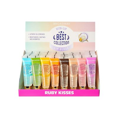 KISS Broadway Broadway Vita-Lip Clear Gloss Variety Box, Ultra-Hydrating &amp; Soothing Formula with Vitamin Oils, Lustrous Non-Sticky Finish, Multipack of 48 Nutrient-Rich Glosses