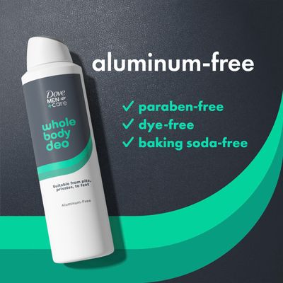 Dove MenCare Whole Body Deo Aluminum-Free Deodorant Spray Aloe  Bamboo Suitable from Pits, Privates, to Feet 4 oz