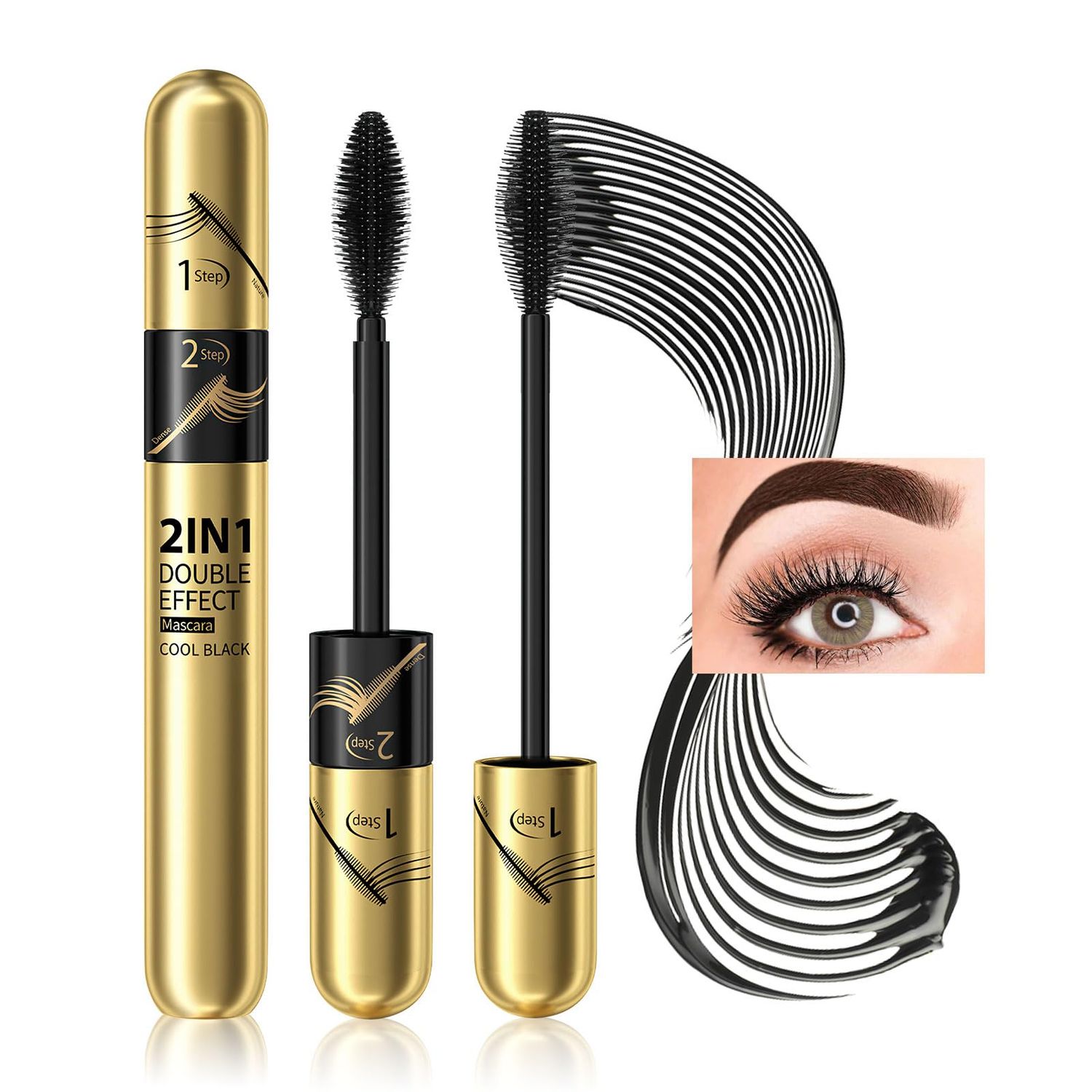 Tubing Mascara Instant Extensions, Black 2-1 Defining and Lengthening Mascara for Dramatic Lashes, Vegan &amp; Cruelty | No Flaking and No Clumping (Pack of 1)