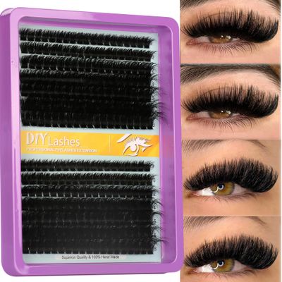 C Curl Lash Clusters Extensions 280 Pcs Individual Eye lash Clusters 100D Cluster Eyelash Lashes Fluffy Wispy Clusters Lashes Makeup at Home - DIY Lash Extension Kit for Self Application (9-18MM) Mix