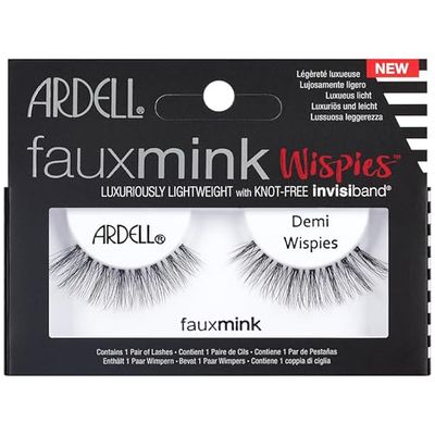 Ardell Faux Mink Lashes Demi Wispies - Lightweight, Natural-Looking False Eyelashes, Flared Lash Style with Invisiband, 1-Pack
