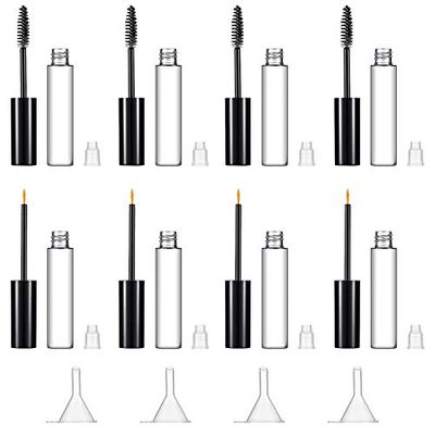 12 Pieces 10 ml Empty Mascara Tubes Eyelash Serum Tubes and Eyeliner Tubes Set Includes 4 Eyelash Cream Container Bottle, 4 Liquid Eyeliner Mascara Container, 4 Funnels for Castor Oil DIY Mascara
