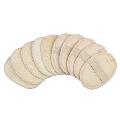 10-Pack Exfoliating Loofah Sponge Pads - Natural Luffa &amp; Terry Cloth, Body Scrubbers for Shower &amp; Bath Mooerca