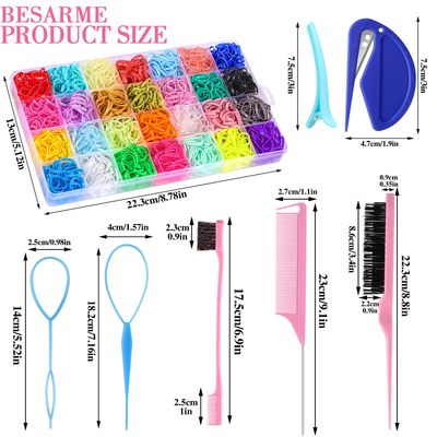 BESARME 28 Colors Rubber Bands for Hair with 7 Hair Styling Tools, 2100 Pcs Colorful Elastic Hair Ties Ponytail Holders Hair Accessories for Girls Baby Toddler Christmas Gifts