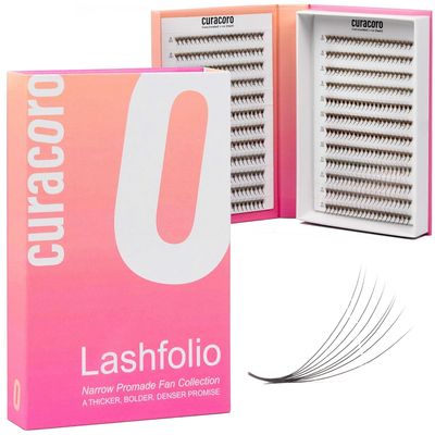 Curacoro LashFolio Narrow Promade Fans, Handmade Volume Eyelashes, 5D10D, C CC D Curl, Thickness 0.030.07mm, 8-15mm Length, Professional Long-Lasting Promade Lash Fans (8D-0.05 CC, 8mm-15mm)