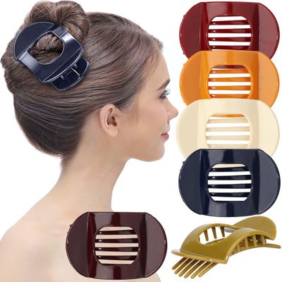 RC ROCHE ORNAMENT 6 Pcs Womens Square Strong Grip Secure Hold Inner Teeth Styling Plastic Comfortable Curve No Slip Beauty Accessory Girls Ladies Claw Clamp Clip, Medium Classic