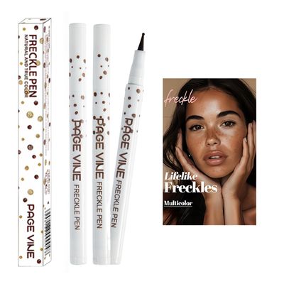 2 Pack Freckle Pen,Liquid Face Fake Freckles Makeup Pen to Create Natural Freckle Makeup and Freck beauty,Fake Freckles Waterproof for Lifelike Sunkissed Makeup,Mole Pen (01Light02Medium)