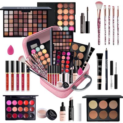 KARUIZI All in One Makeup Kit,Makeup Kit for Women, Teens and Girls, All-in-One Set with Eyeshadow Palettes, Lipsticks, Brushes, Storage Bag,Makeup gift set girls makeup sets ages 8-12 (Pink)