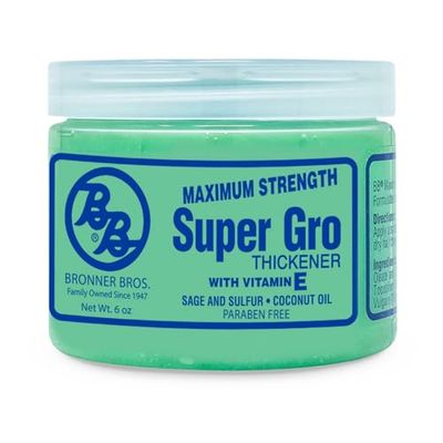 Bronner Bros Super Gro Max - Maximum Strength Hair Treatment for Dry Itchy Scalp with Vitamin E, Sage, Sulfur &amp; Coconut Oil - Hydrate Dry Damaged Hair, Reduce Breakage, Enhance Scalp Health - 6 oz