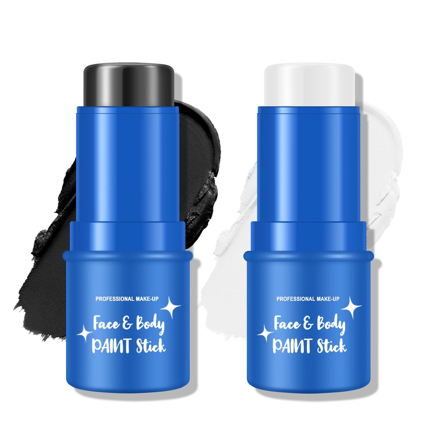 KYDA 2 Colors Body Paint Stick, Eye White &amp; Black Stick for Sports, Body Paint Stick for Adults and Kids, Halloween Skeleton Goths Zombie Cosplay SFX Makeup, Clown Black Stick