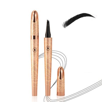 Magic Eyebrow Pencil 1Pcs 3D Waterproof Microblading Eyebrow Pencil with 4 Fork Tip, Eyebrow Pen Natural Brows Pen Long-Lasting Stay on All Day (Black)