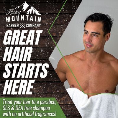 Rocky Mountain Barber Company Men's Shampoo - Tea Tree Oil, Peppermint &amp; Eucalyptus for All Hair Types