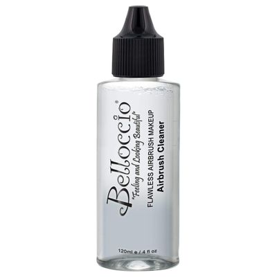 4 Ounce Bottle of Belloccio Makeup Airbrush Cleaner - Fast Acting Cleaning Solution, Quickly Cleans Flushes Out Airbrush Makeup Foundation, Blush, Highlighter - Clean Cosmetic Makeup Brushes, Paint