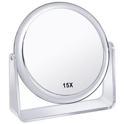 15X Vanity Mirror Makeup Mirror,1X15X Magnification Double Sided Magnifying Mirror,360 Degree Swivel Desk Mirror,Portable Table Counter top Mirror for Bathroom Shaving Mirror,Gift for Women