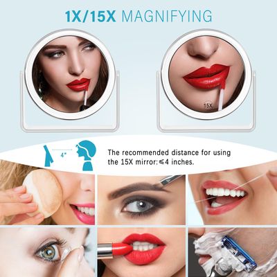 15X Vanity Mirror Makeup Mirror,1X15X Magnification Double Sided Magnifying Mirror,360 Degree Swivel Desk Mirror,Portable Table Counter top Mirror for Bathroom Shaving Mirror,Gift for Women