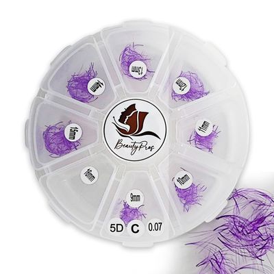 BeautyPros 5D Premade Volume Lash Extension Kit- 5D Mixed Tray 500 Premade Fans Eyelash Extensions - Premade Lash Fans Pointed Handmade Premade - Loose Fans Thin Base (5D-0.07 D-Curl 9-16mm Purple)