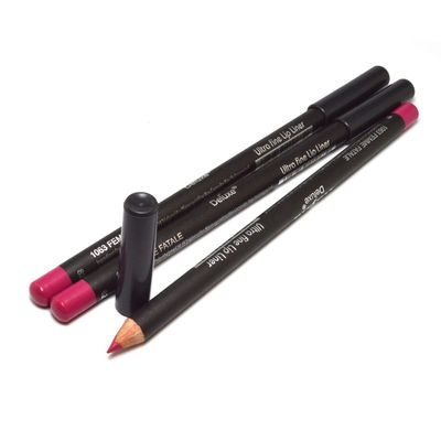 3 Pcs x Italia Deluxe  1063 Femme Fatale  Ultra Fine Lip liner Pencil Lipliner Set  Free Zipper Bag