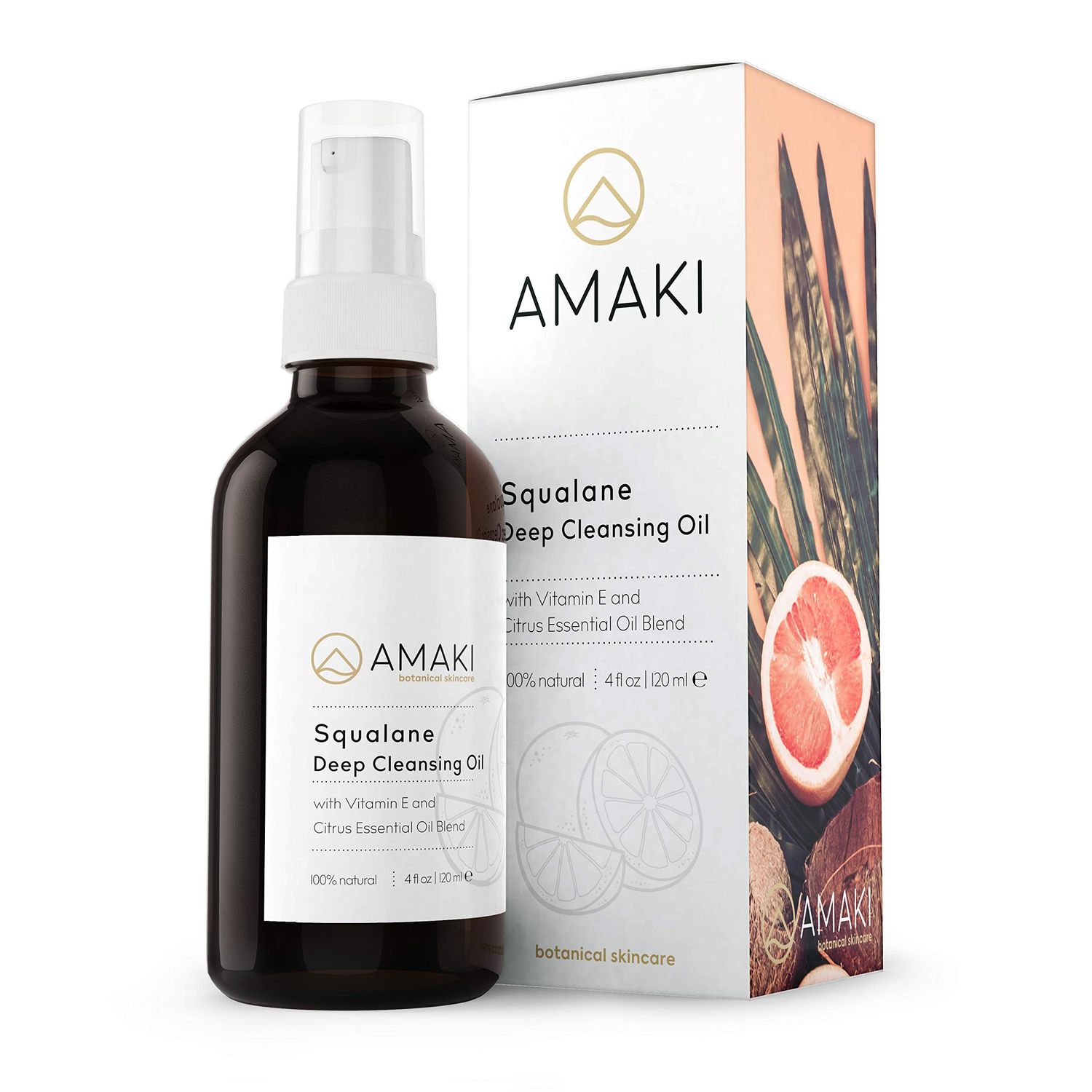 Amaki Deep Cleansing Oil &amp; Makeup Remover with Squalane (Citrus Blend) - Organic Gifts for Women