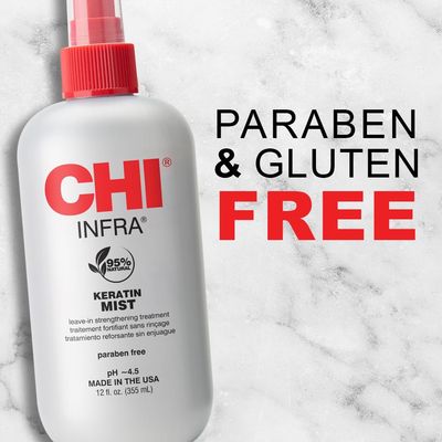 CHI Keratin Mist, Strengthening Hair Spray For Restoring Softness &amp; Protecting Against Heat Damage, Paraben-free, 12 Oz