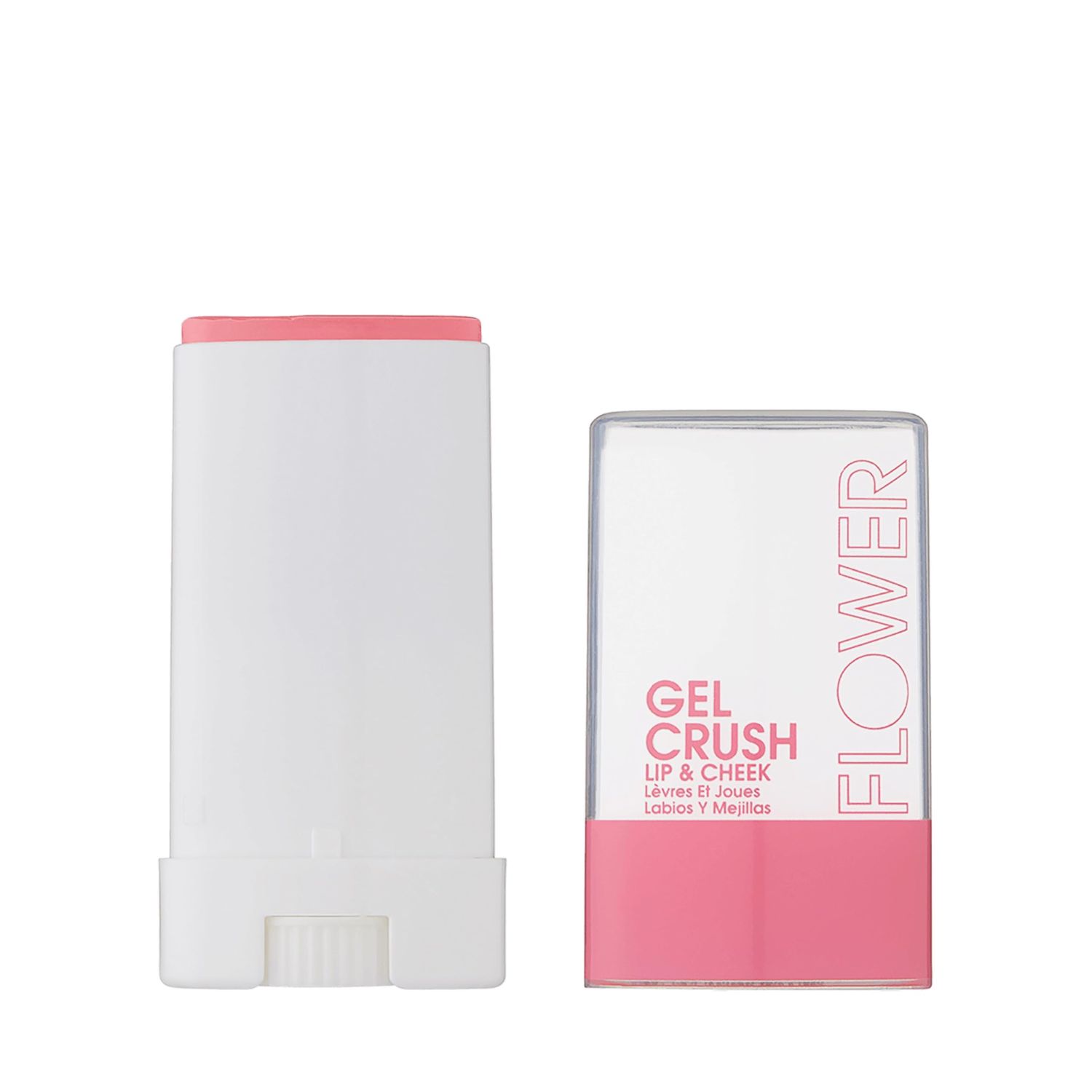 FLOWER BEAUTY By Drew Barrymore Lip &amp; Cheek Gel Crush - Cream Blush and Lips Tint in One Portable Multistick - Hydrating Burst of Color (Strawberry Crush)