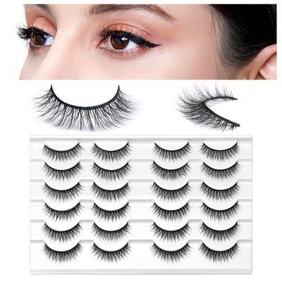 SONAFEEL False Lashes Natural Look Eye Lashes Pack Short Natural Eyelashes Wispy Strip Lashes Small Crisscross Daily Fake Eyelashes Reusable Faux 3d Mink Lashes Pestaas Postizas Naturales