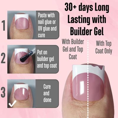 NOVO OVO French Tip Toe Nail Tips Press on, Sharp Square Pre-Designed Soft Gel False Toenail Extension, BERRY PINK Pre-applied Tip Primer & Base Coat, Full Cover Acrylic for DIY x 15 Sizes 240 pcs