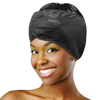 DONNA Collection Premium Satin Wrap | Silk Hair Wrap for Sleeping | Smooth Head Wrap for Women | Black Satin Headband, 1pc