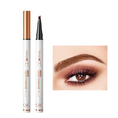 Adurello Liquid Eyebrow Pen Waterproof Microblading Eyebrow Pencil with a 4-Micro-Fork Tips, Long Lasting, Sweatproof &amp; Smudge-proof for Natural Brows Makeup (Light Brown)