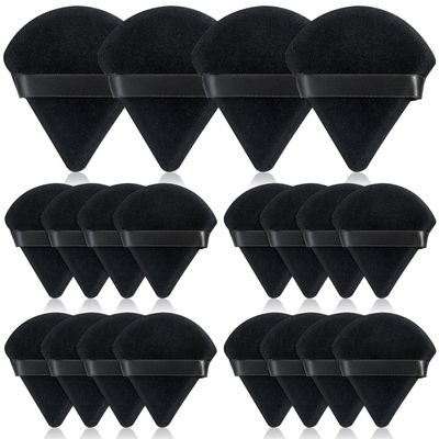 Thrilez 20pcs Triangle Powder Puff, Loose Powder Puffs Makeup Puff for Face Powder, Setting Powder Puff for Make Up, Face Puff Pads for Press Powder, Sponge Powder Applicator for Face and Eye (Black)